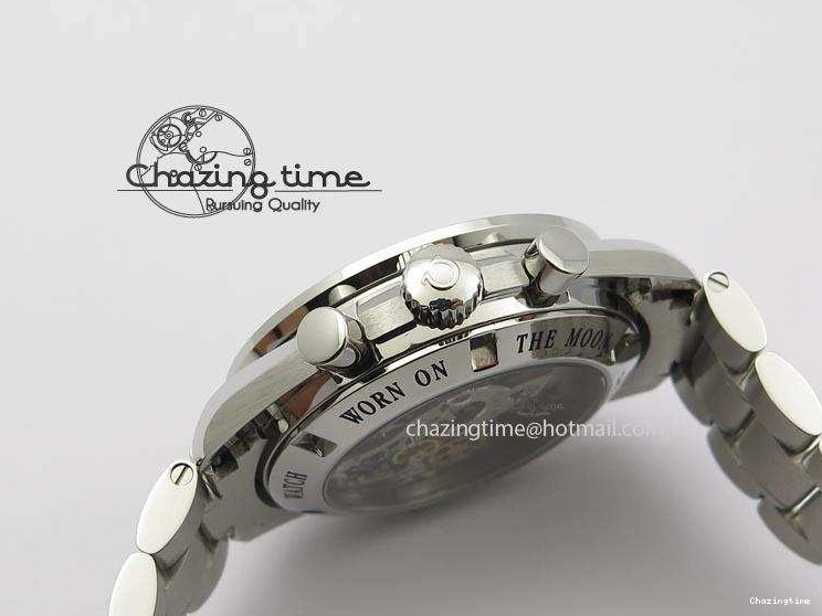 0510 Speedmaster MoonWatch  Apollo 16 Black Dial On SS Bracelet Supportive 8231